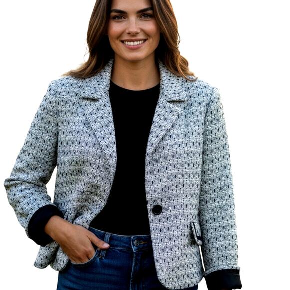 George 16 Gray Tweed Women's Blazer Jacket Suit Coat Misses Size XL Extra Large - Picture 1 of 5